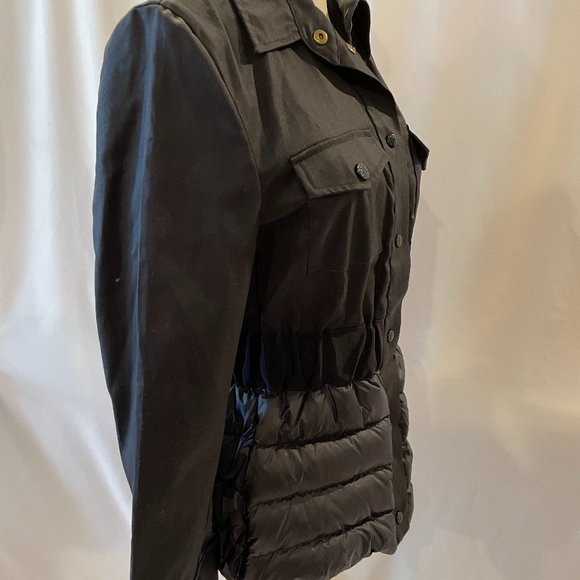 Moncler Womens Beryl Mixed Media Down Jacket NWT 2 MEDIUM Navy - Picture 4 of 10